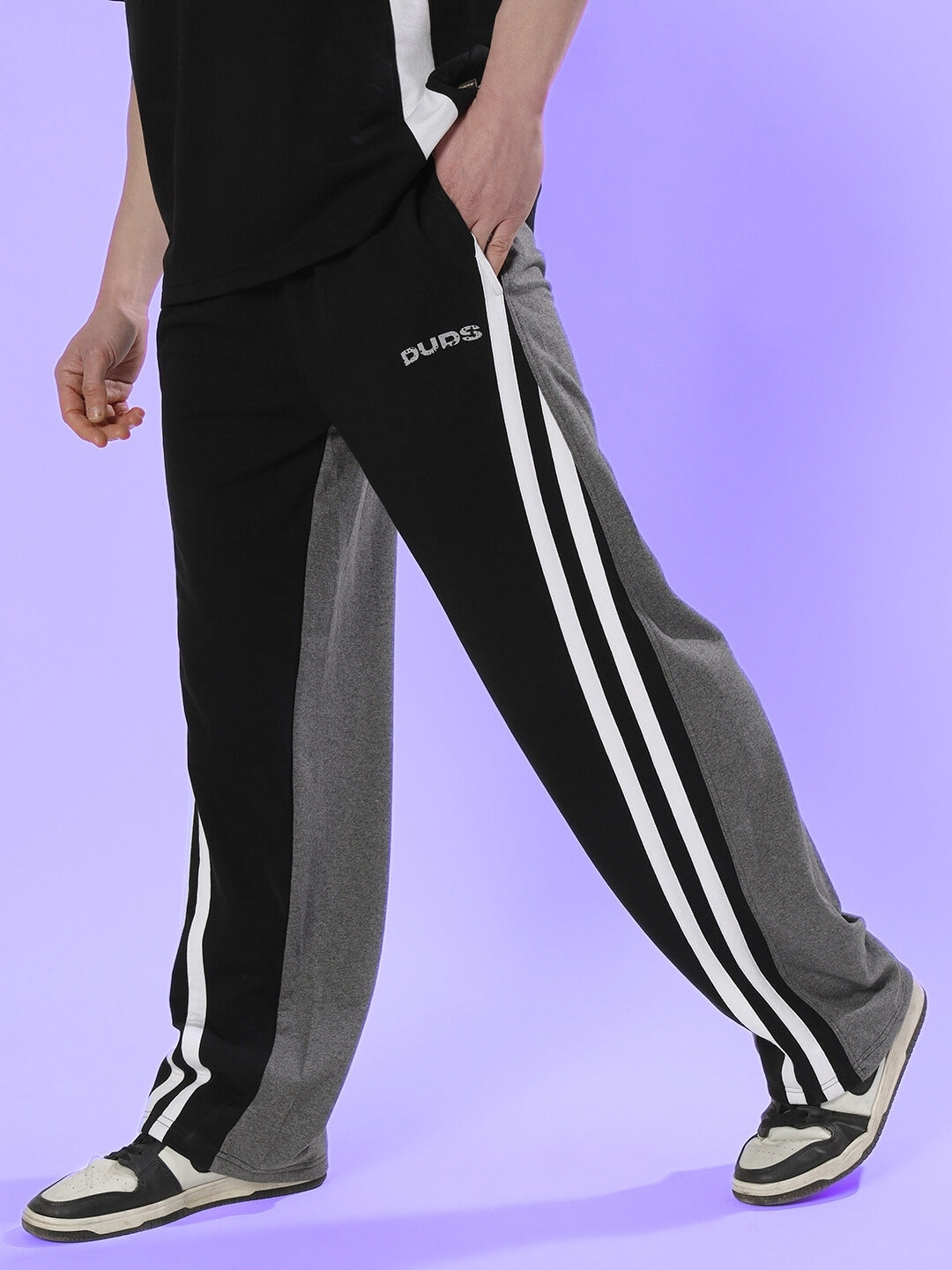 SKATER KOREAN BAGGY JOGGERS (BLACK GREY)