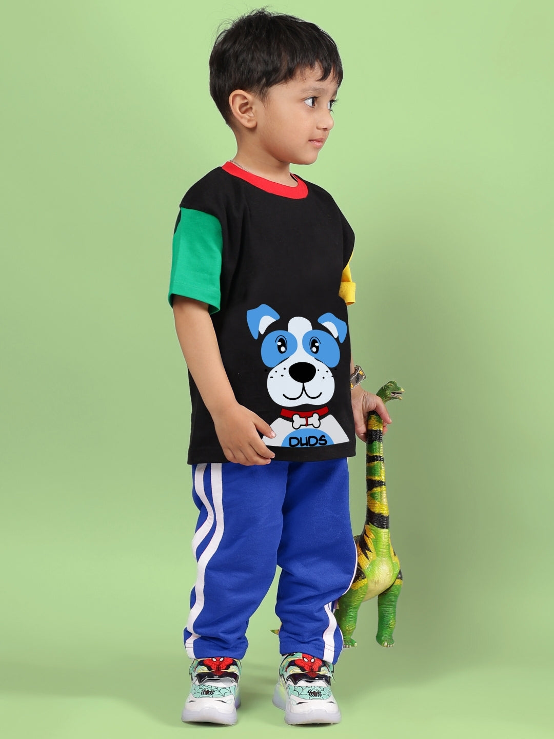 PUPPY DOG PRINTED CO-ORD FOR BOYS & GIRLS (BLACK BLUE)