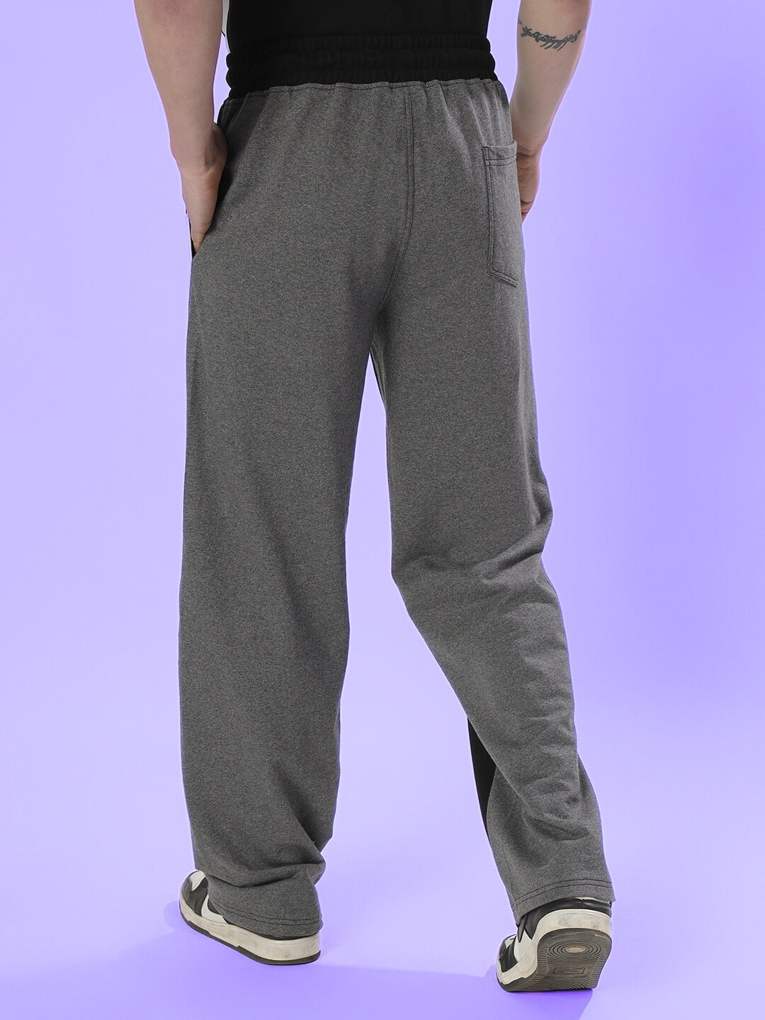 SKATER KOREAN BAGGY JOGGERS (BLACK GREY)