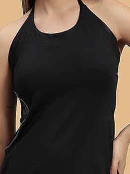 WOMEN'S ALICE DRESS WITH REFLECTOR PIPING (BLACK)