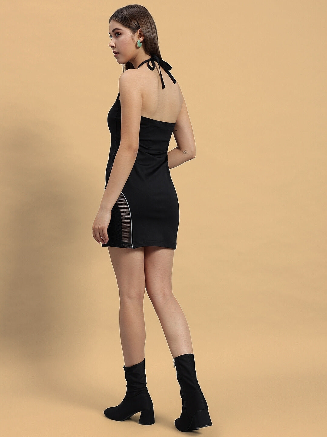 WOMEN'S ALICE DRESS WITH REFLECTOR PIPING (BLACK)