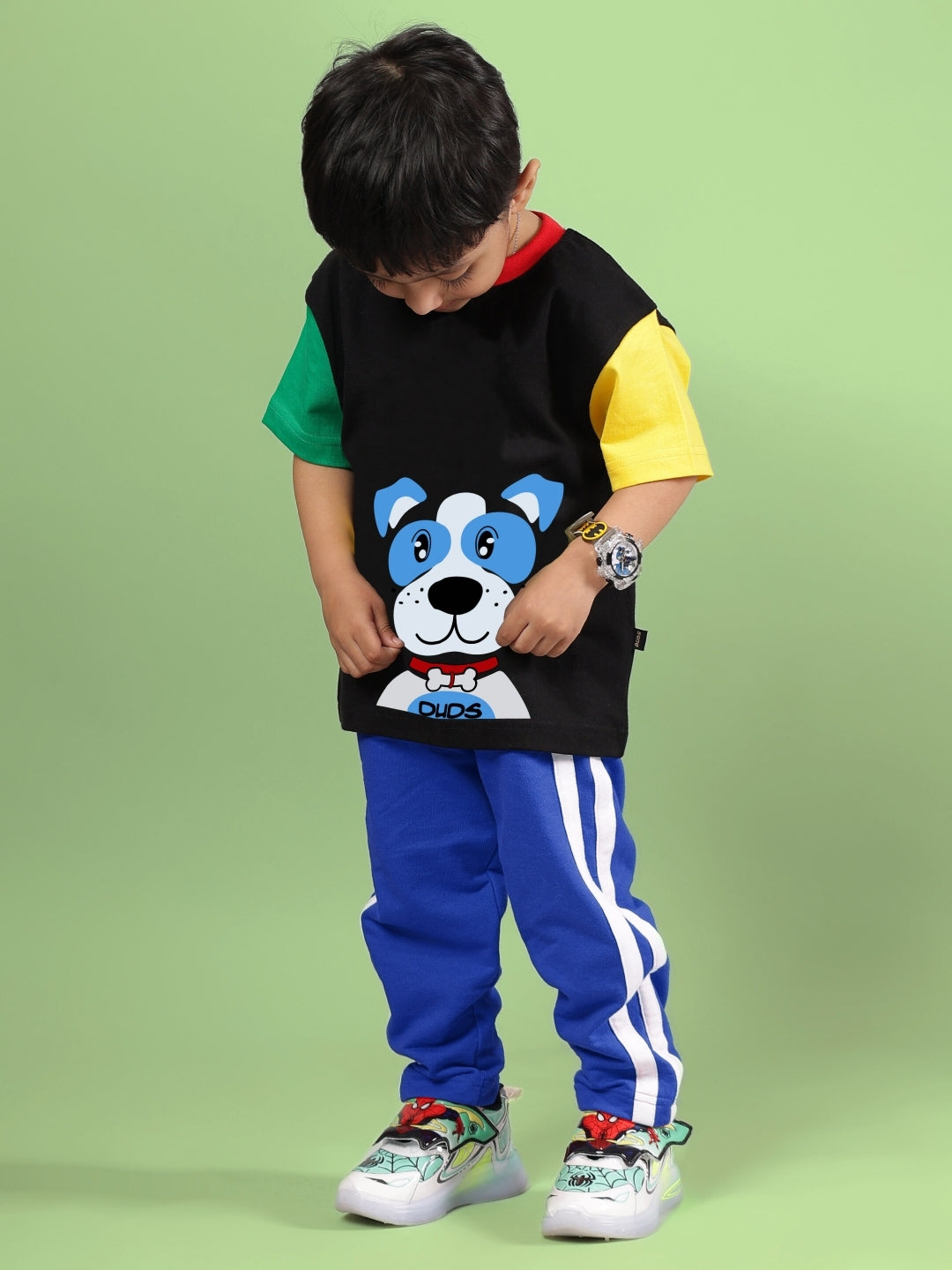 PUPPY DOG PRINTED CO-ORD FOR BOYS & GIRLS (BLACK BLUE)