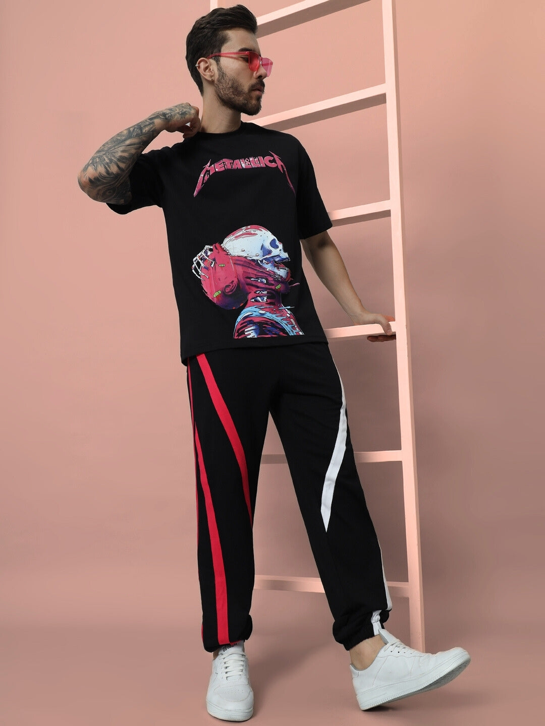SWATHE COLORFUL STRIPE JOGGERS (BLACK)