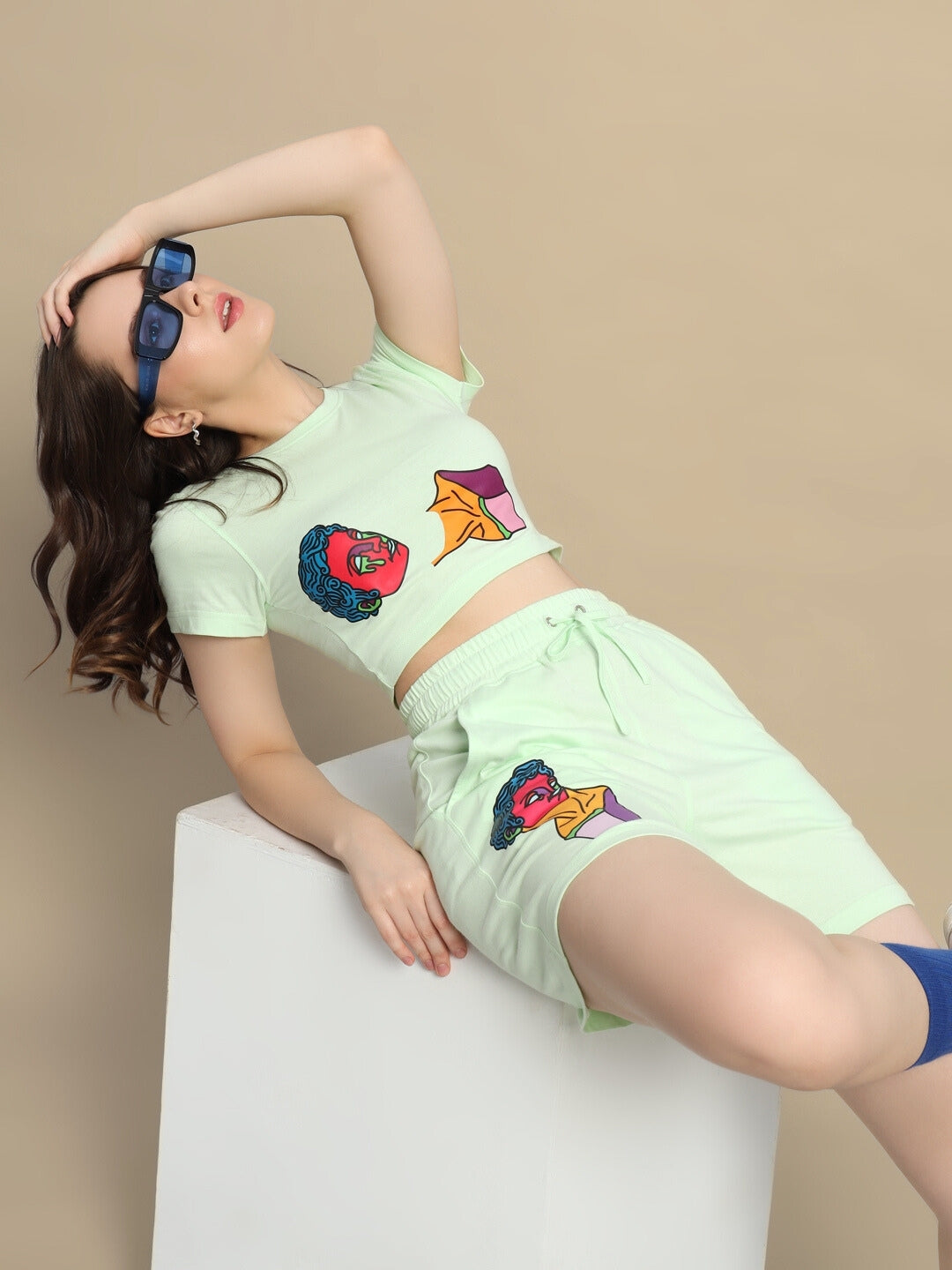 Women's Drip God Co-Ord Set with Print (Nyanza Green)