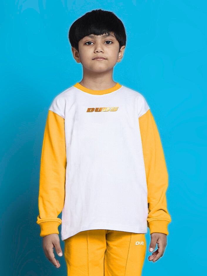 KEVIN SWEATSHIRT FOR BOYS & GIRLS (WHITE-YELLOW)