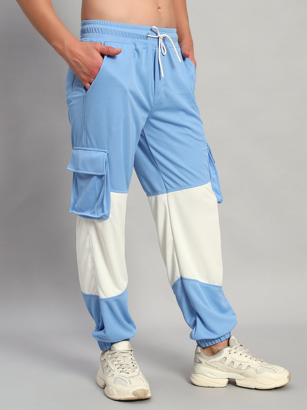 RADIANT RELAXED FIT JOGGERS (WHITE-SKY BLUE)