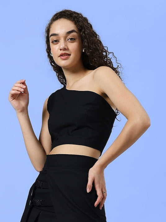 WOMEN'S COOKSEY CROP-TOP (BLACK)