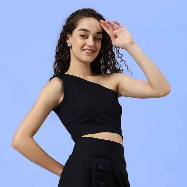 WOMEN'S COOKSEY CROP-TOP (BLACK)