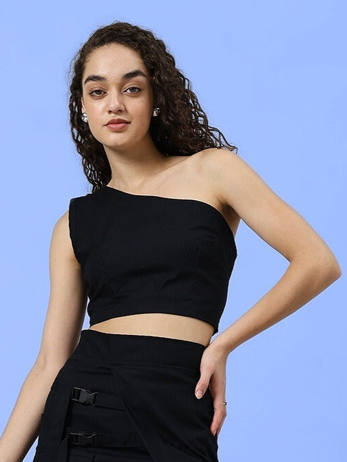 WOMEN'S COOKSEY CROP-TOP (BLACK)
