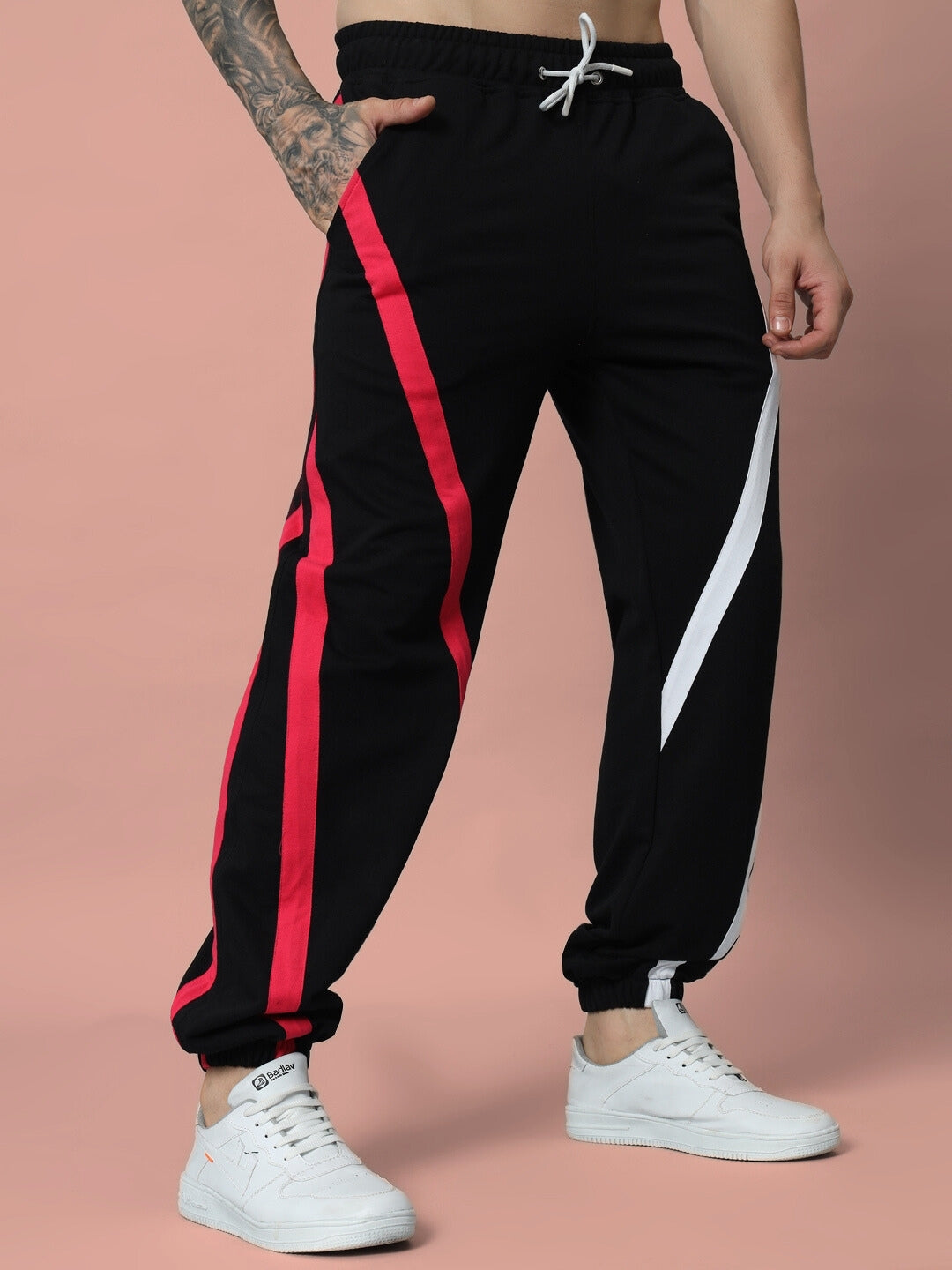 SWATHE COLORFUL STRIPE JOGGERS (BLACK)
