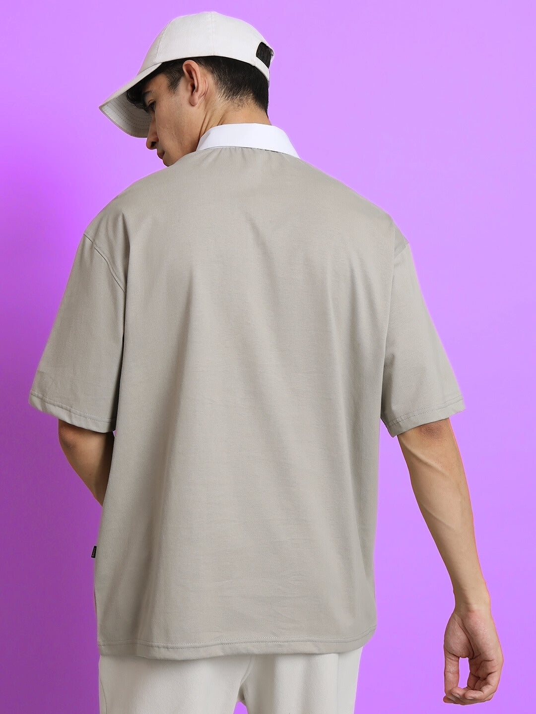 Sagol Polo Oversized Polo T-Shirt (Grained Grey)