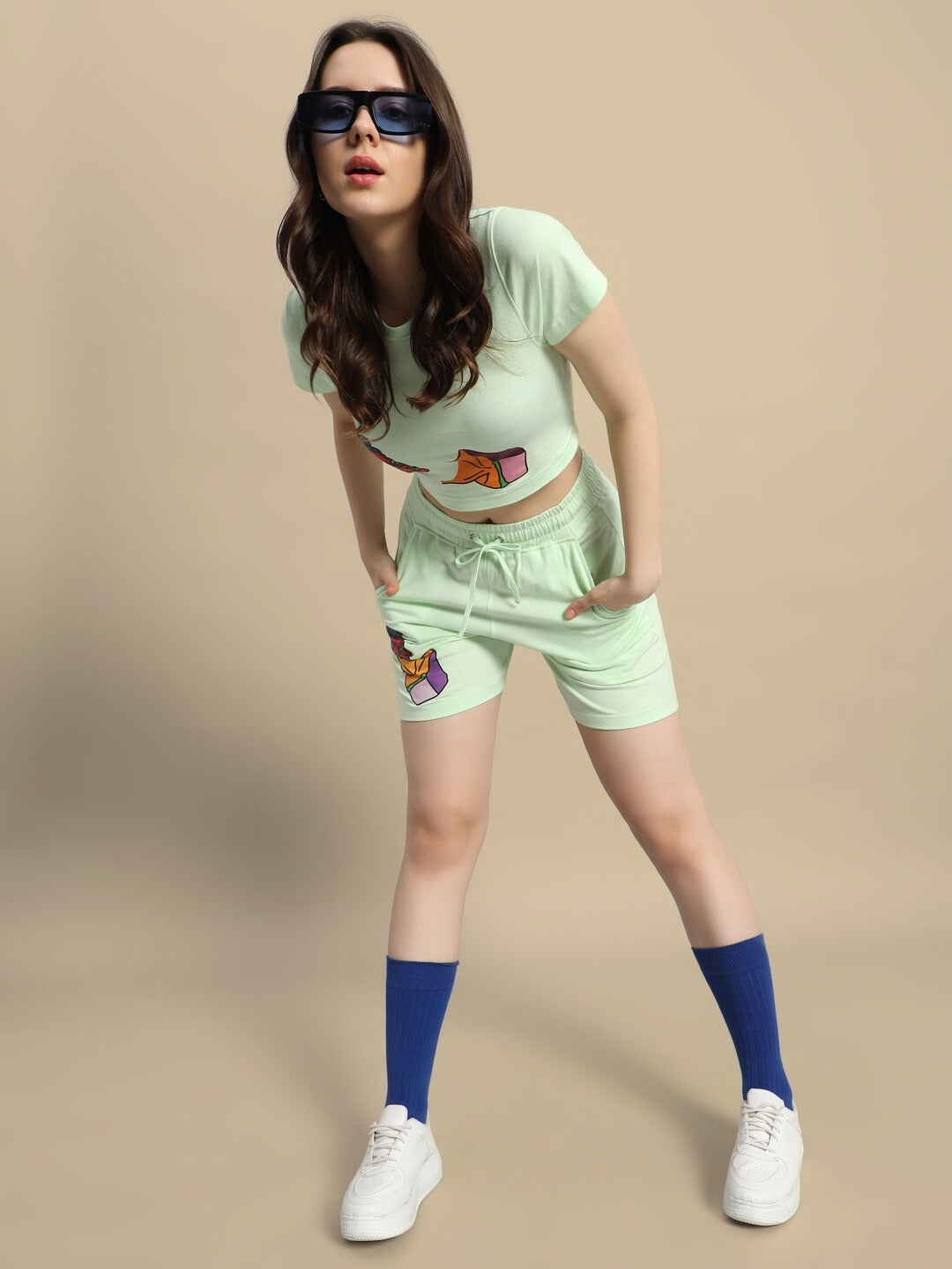 Women's Drip God Co-Ord Set with Print (Nyanza Green)
