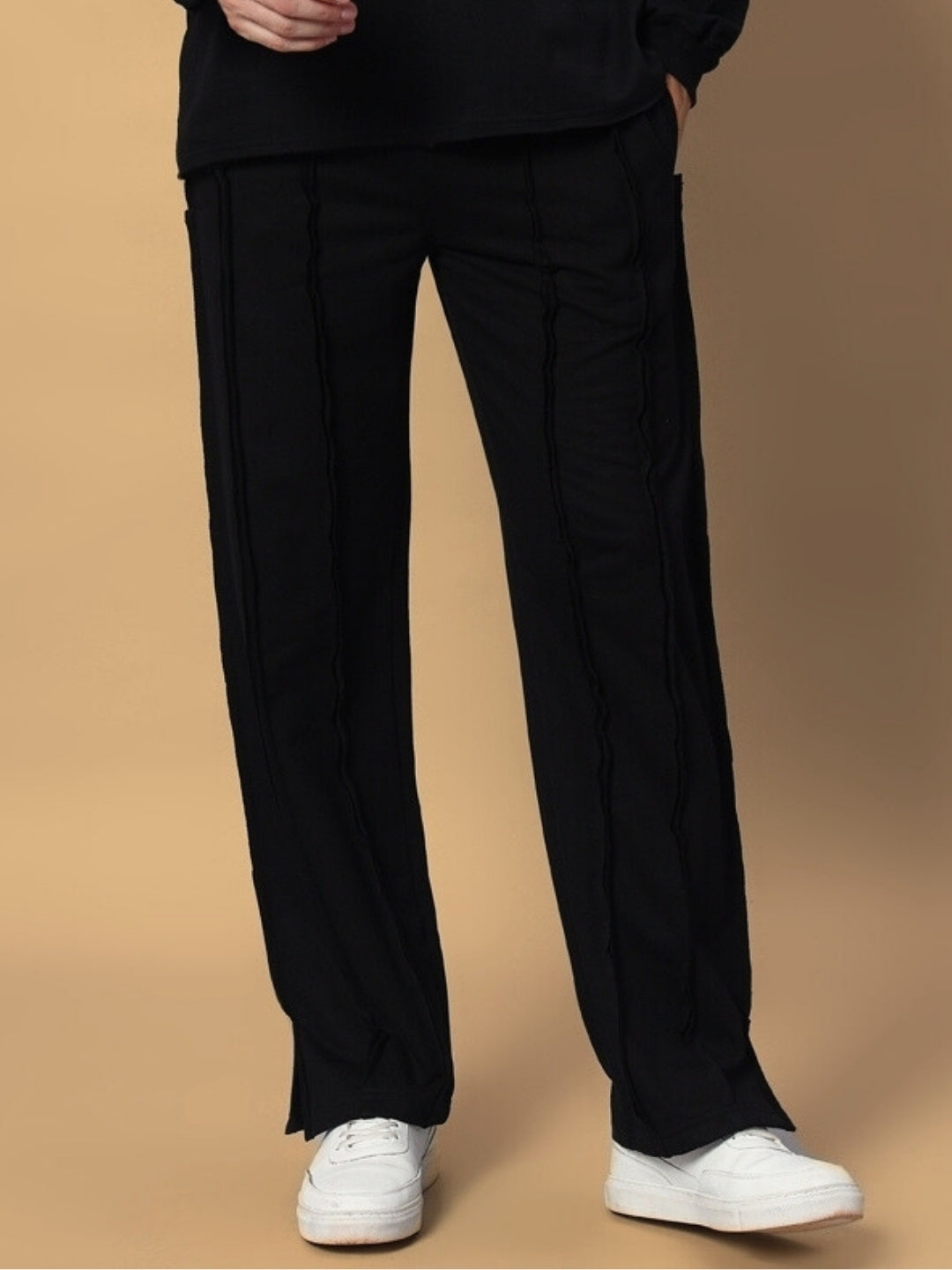 LAMINA SIDE SLIT JOGGERS (BLACK)