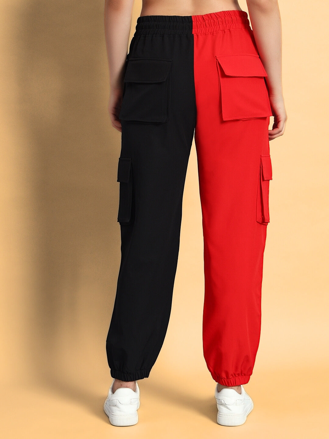 WOMEN'S FRONTLINE REFLECTOR PARACHUTE CARGO PANTS (RED-BLACK)