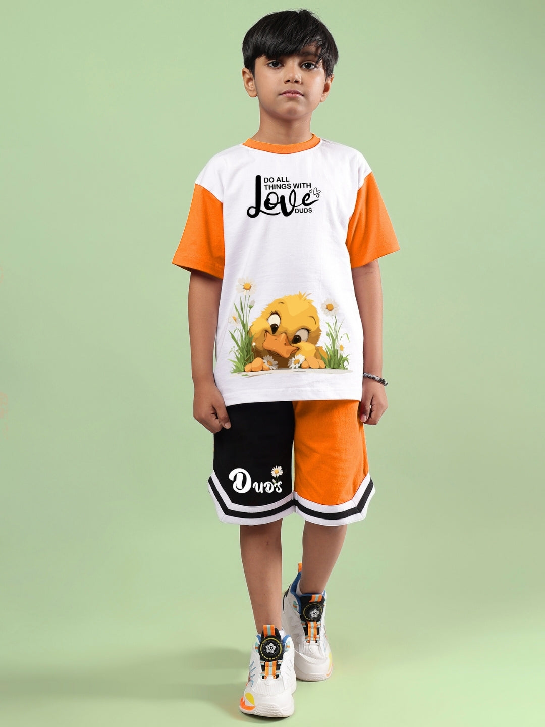 FRIENDSHIP BUCKET CO-ORD FOR BOYS & GIRLS (WHITE ORANGE)