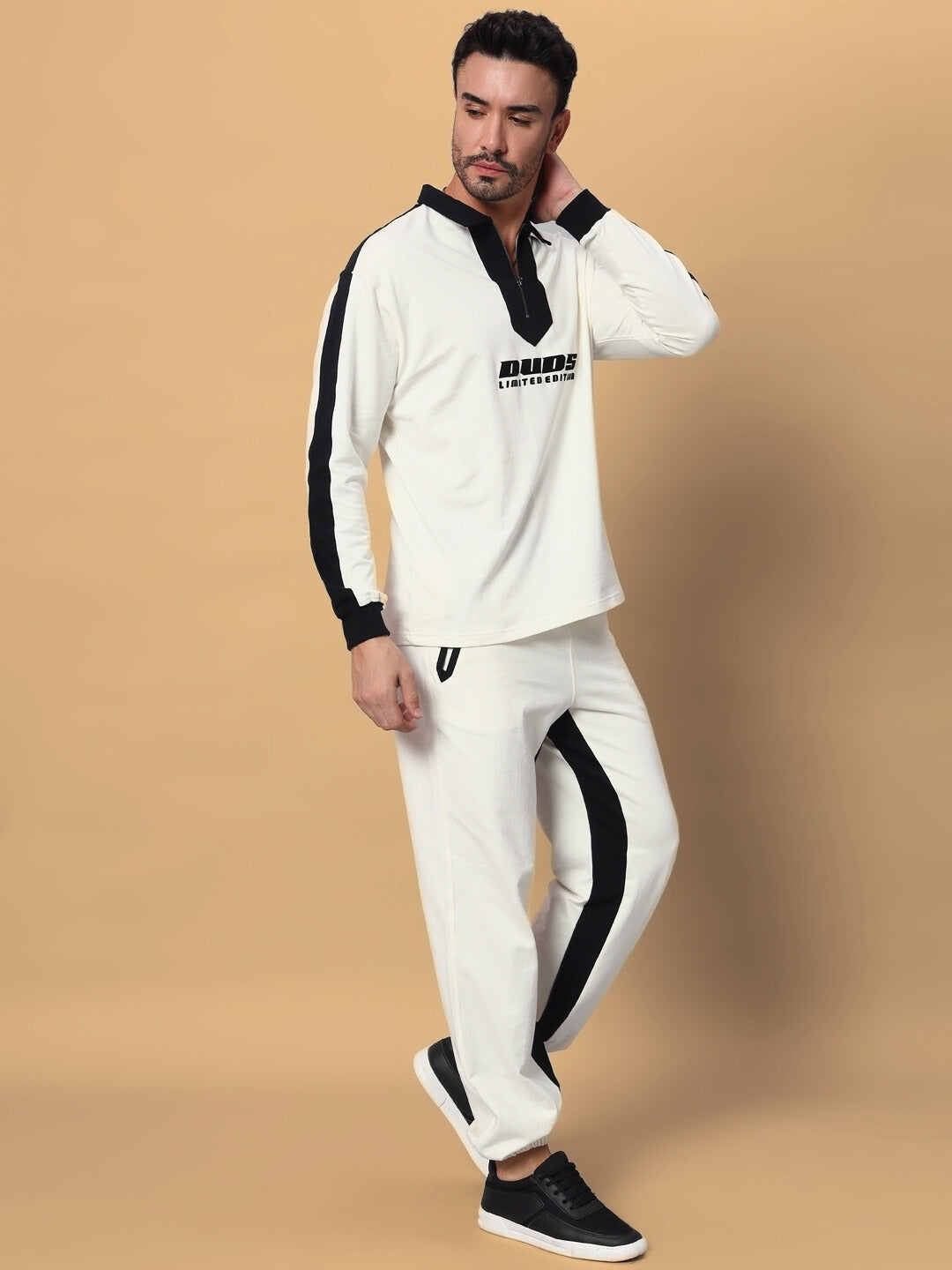SPLINTER OVERSIZED CO-ORD SET (OFF WHITE-BLACK)
