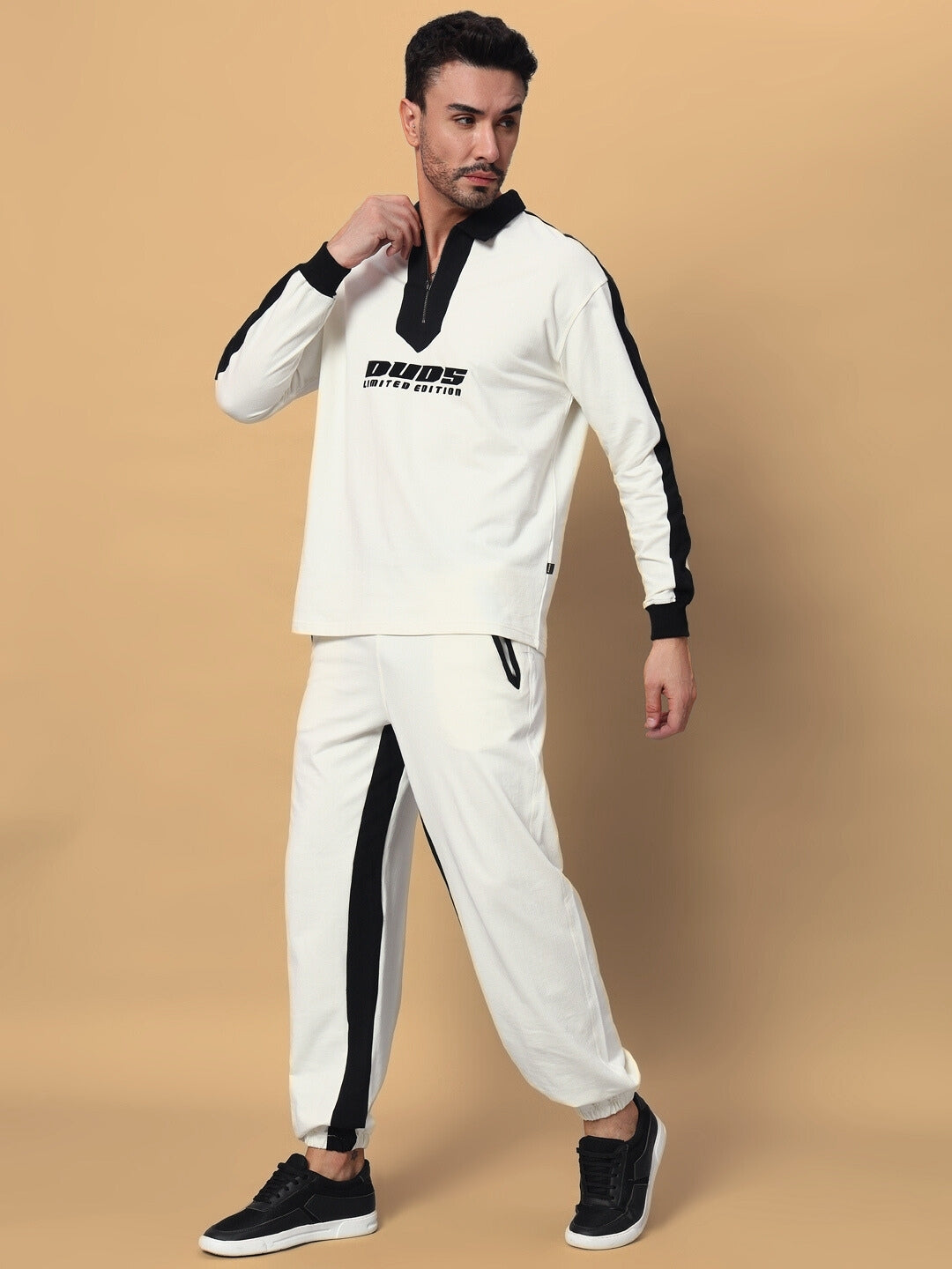 SPLINTER OVERSIZED CO-ORD SET (OFF WHITE-BLACK)