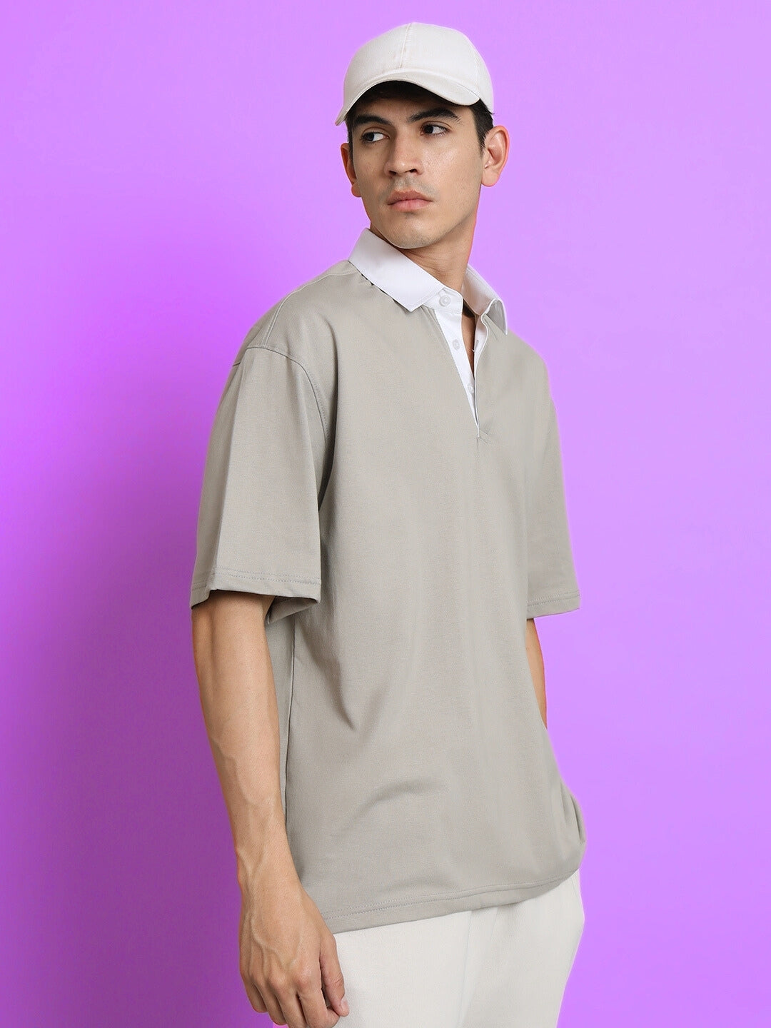 Sagol Polo Oversized Polo T-Shirt (Grained Grey)