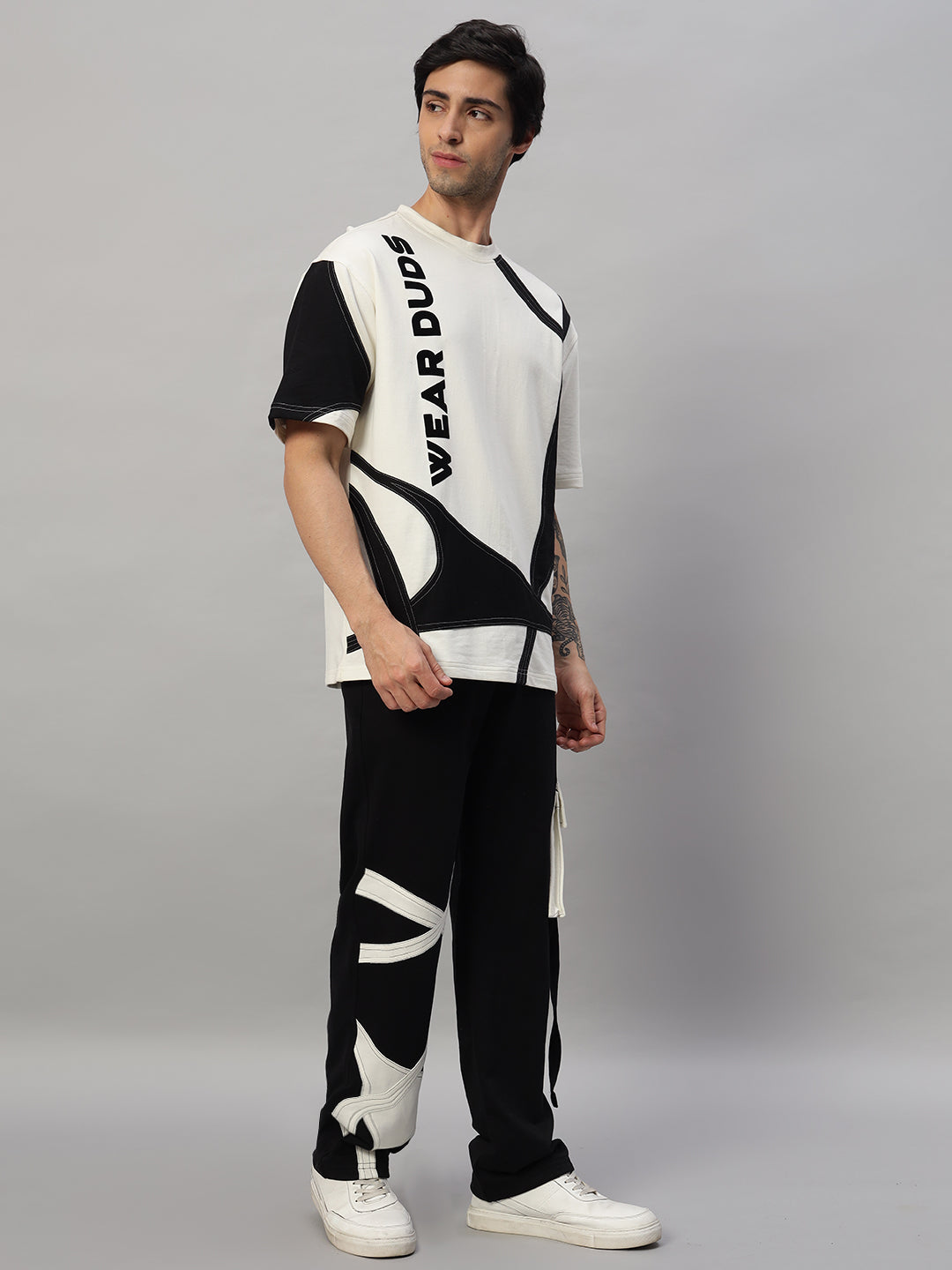 DAVID OVERSIZED CO-ORD SET (OFF WHITE-BLACK)