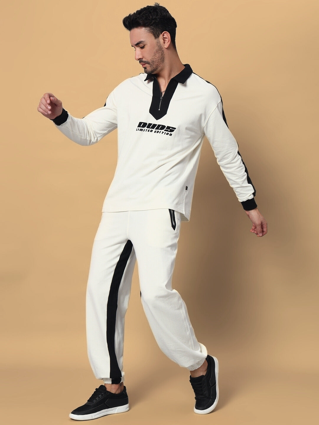 SPLINTER OVERSIZED CO-ORD SET (OFF WHITE-BLACK)