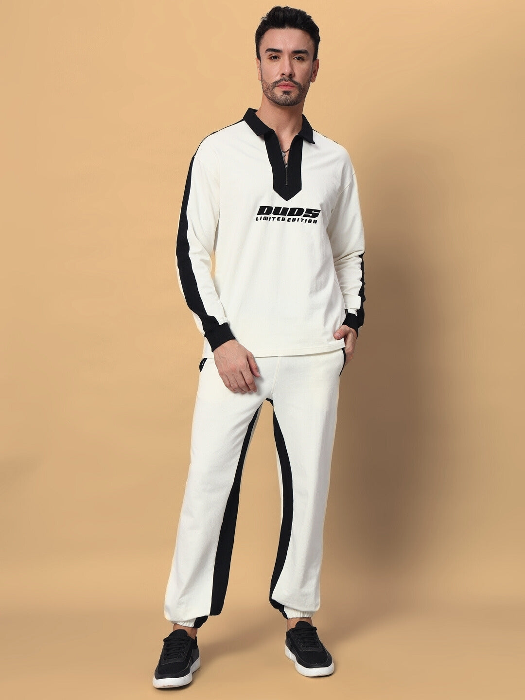 SPLINTER OVERSIZED CO-ORD SET (OFF WHITE-BLACK)