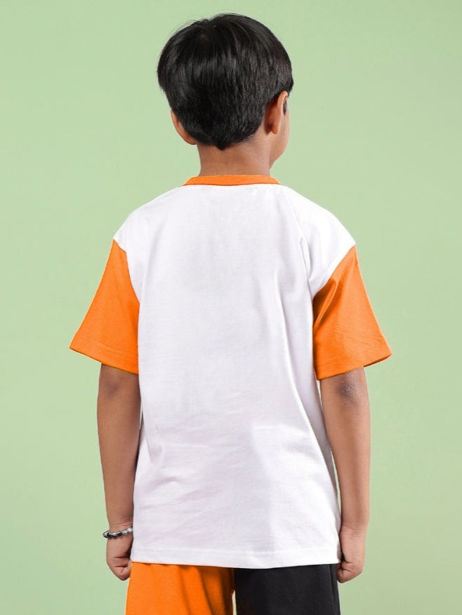 FRIENDSHIP BUCKET T-SHIRT FOR BOYS & GIRLS (WHITE-ORANGE)