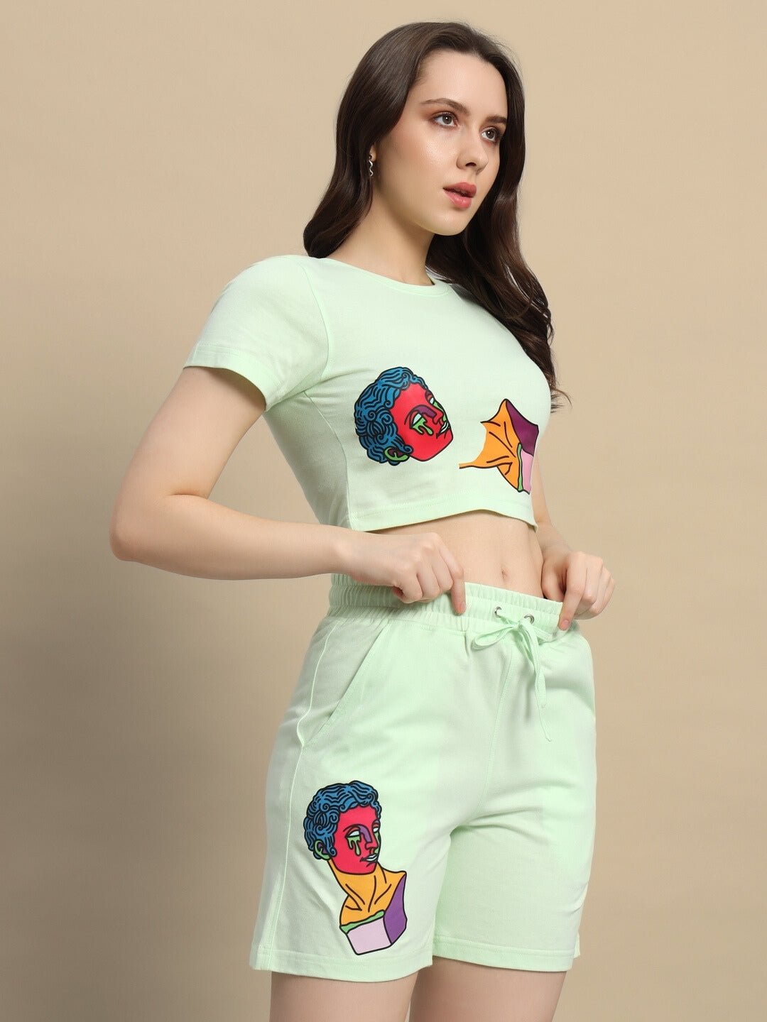 Women's Drip God Co-Ord Set with Print (Nyanza Green)