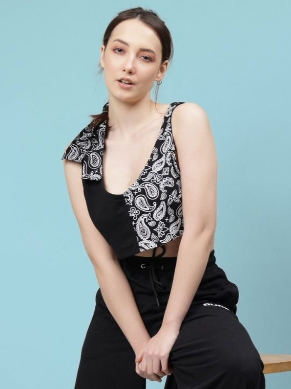 WOMEN'S ZIYA CROP-TOP (BLACK)
