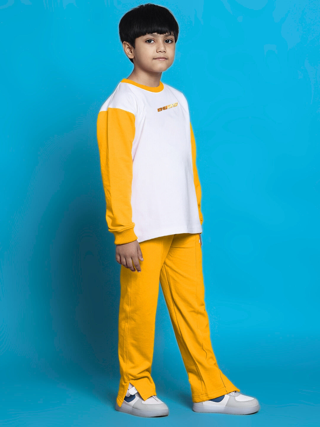 KEVIN CO-ORD SET FOR BOYS & GIRLS (WHITE-YELLOW)
