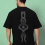 Intertwined Snake Reflector Over-Sized T-Shirt (Black)