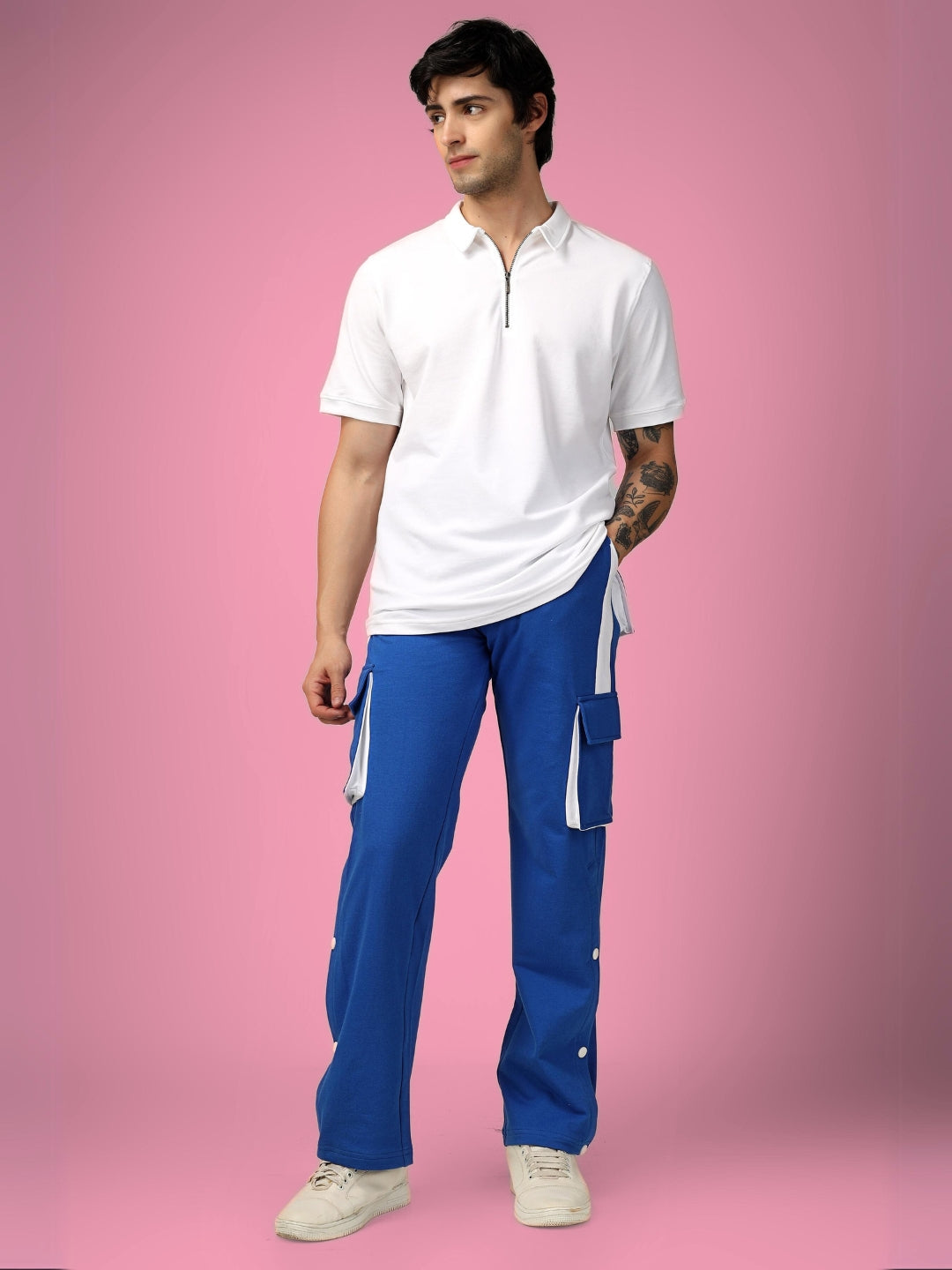 Bracket Cargo pant Blue & White Highlighter