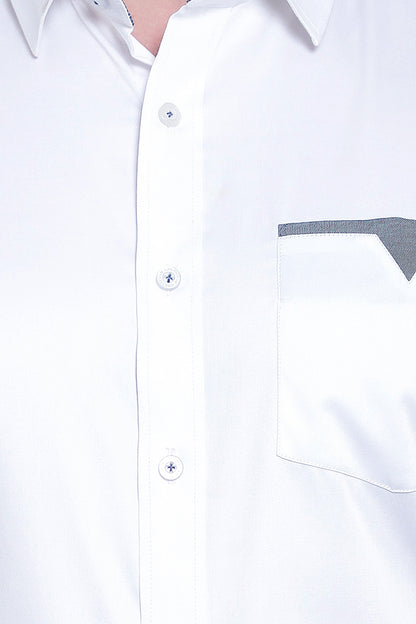 Designer Giza Cotton White Shirt with Brown Printed Highlighter - Wearduds