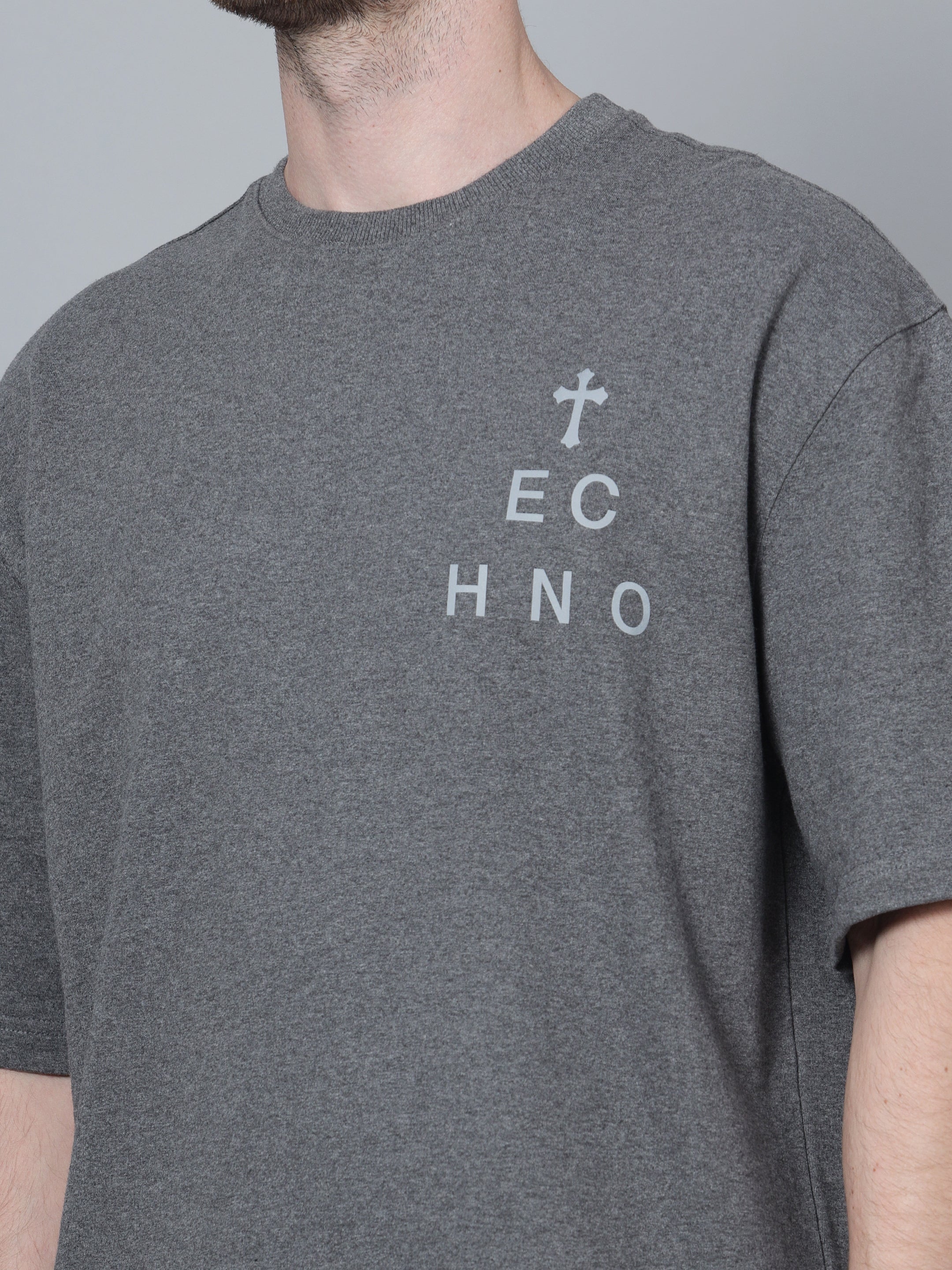 Techno OS T-Shirt with Reflective Print (Grey) - Wearduds