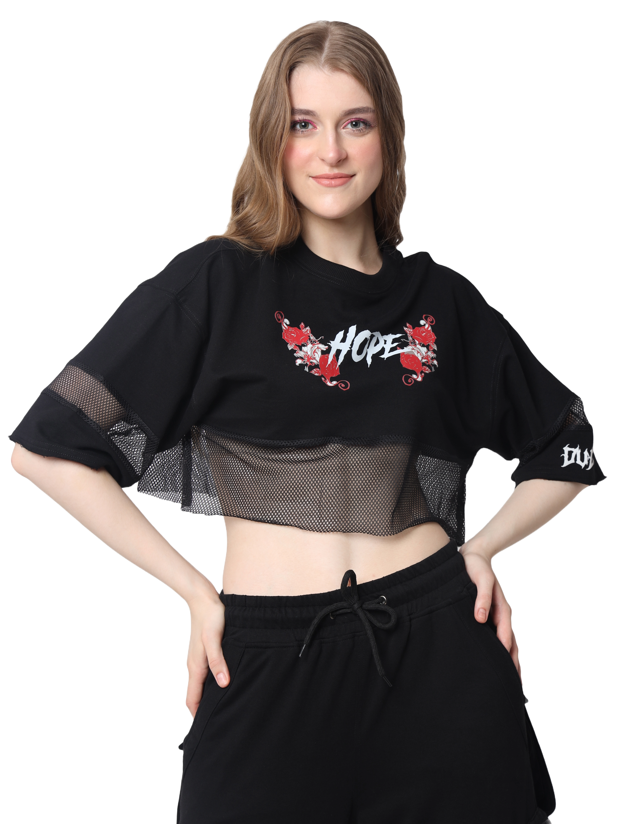 Hope Oversized Cropped T-Shirts (Black) - Wearduds