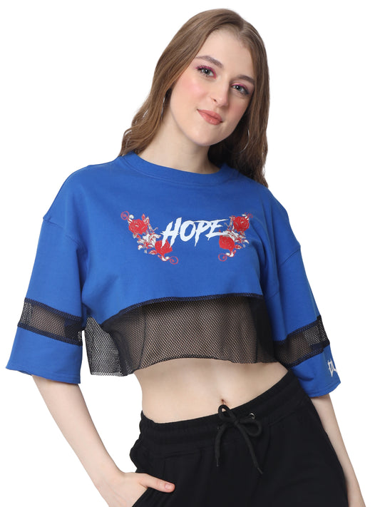 hope oversized cropped t shirts blue