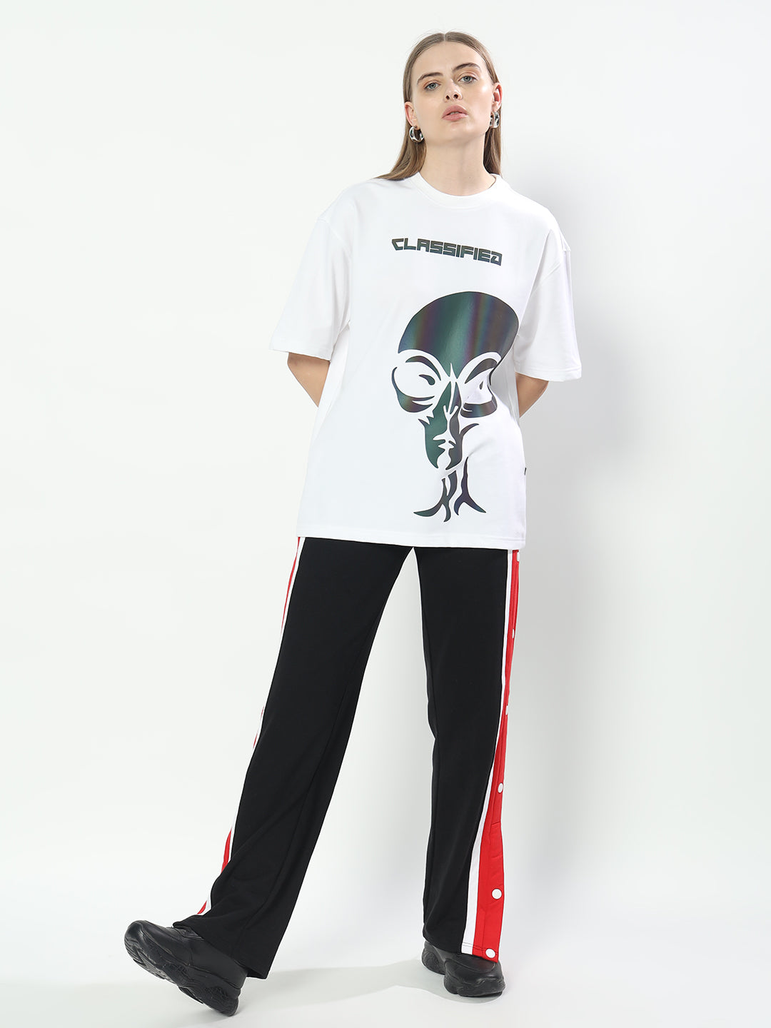 Women's Classified Reflector Over-Sized T-Shirt (White)