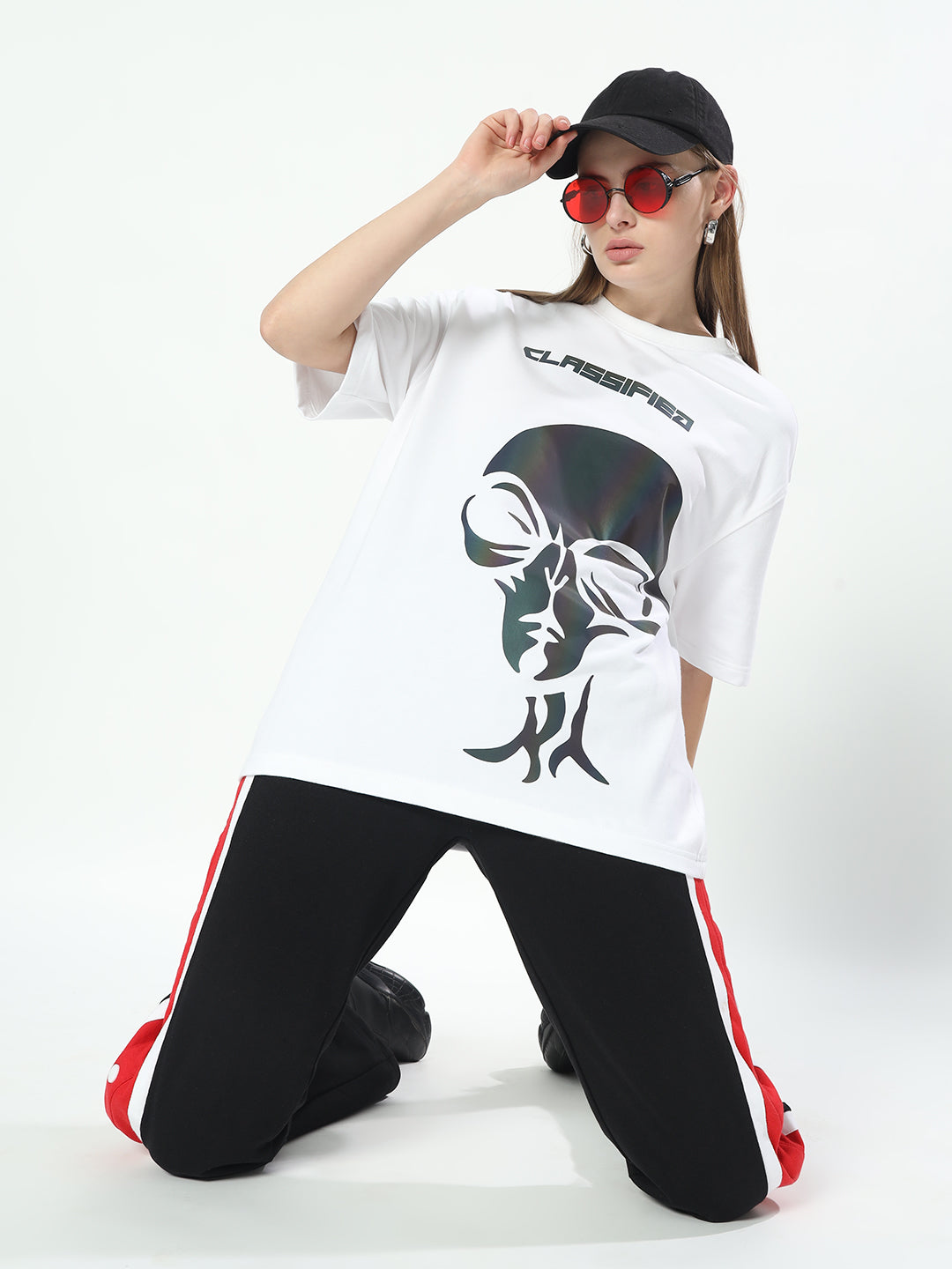 Women's Classified Reflector Over-Sized T-Shirt (White)