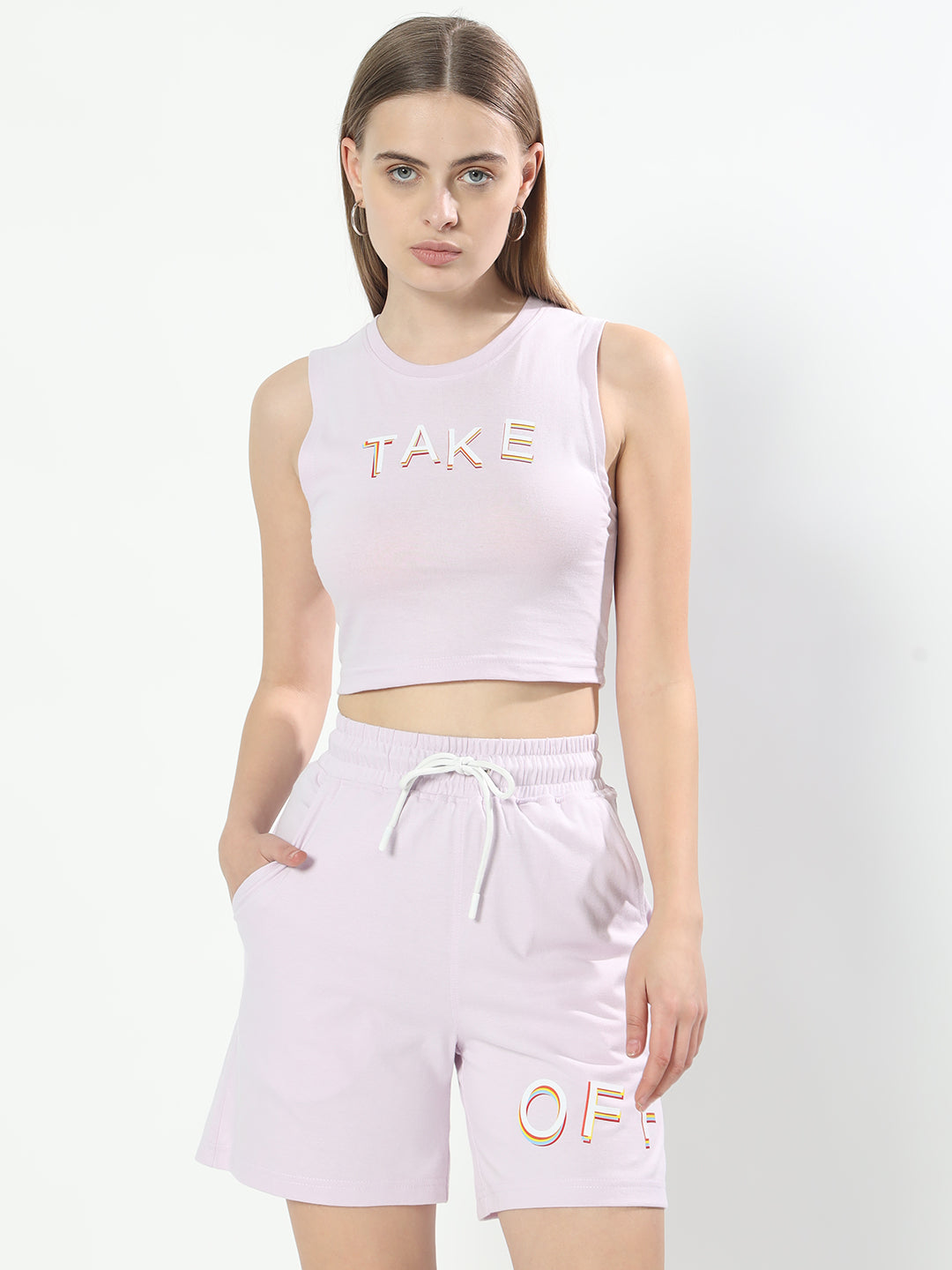 Women's Take Off Co-Ord Set with Print (Lilac)