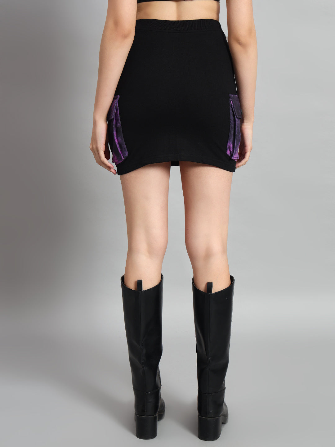 WOMEN'S DIANA DESIGNER SKIRT (BLACK-PURPLE)