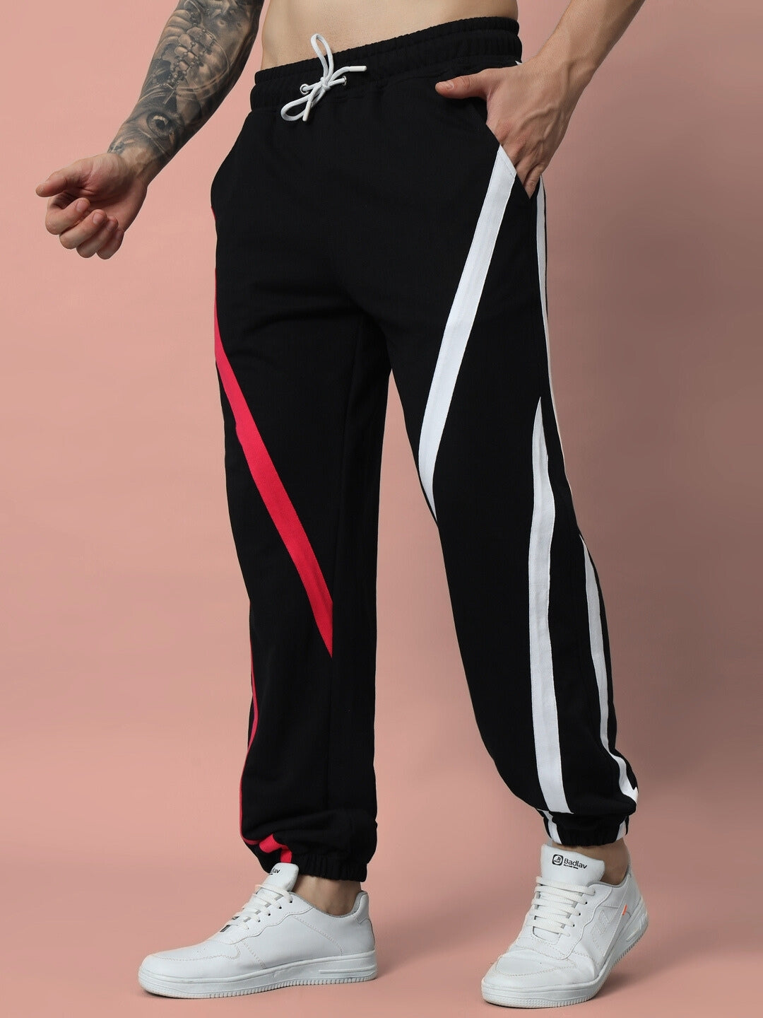 SWATHE COLORFUL STRIPE JOGGERS (BLACK)