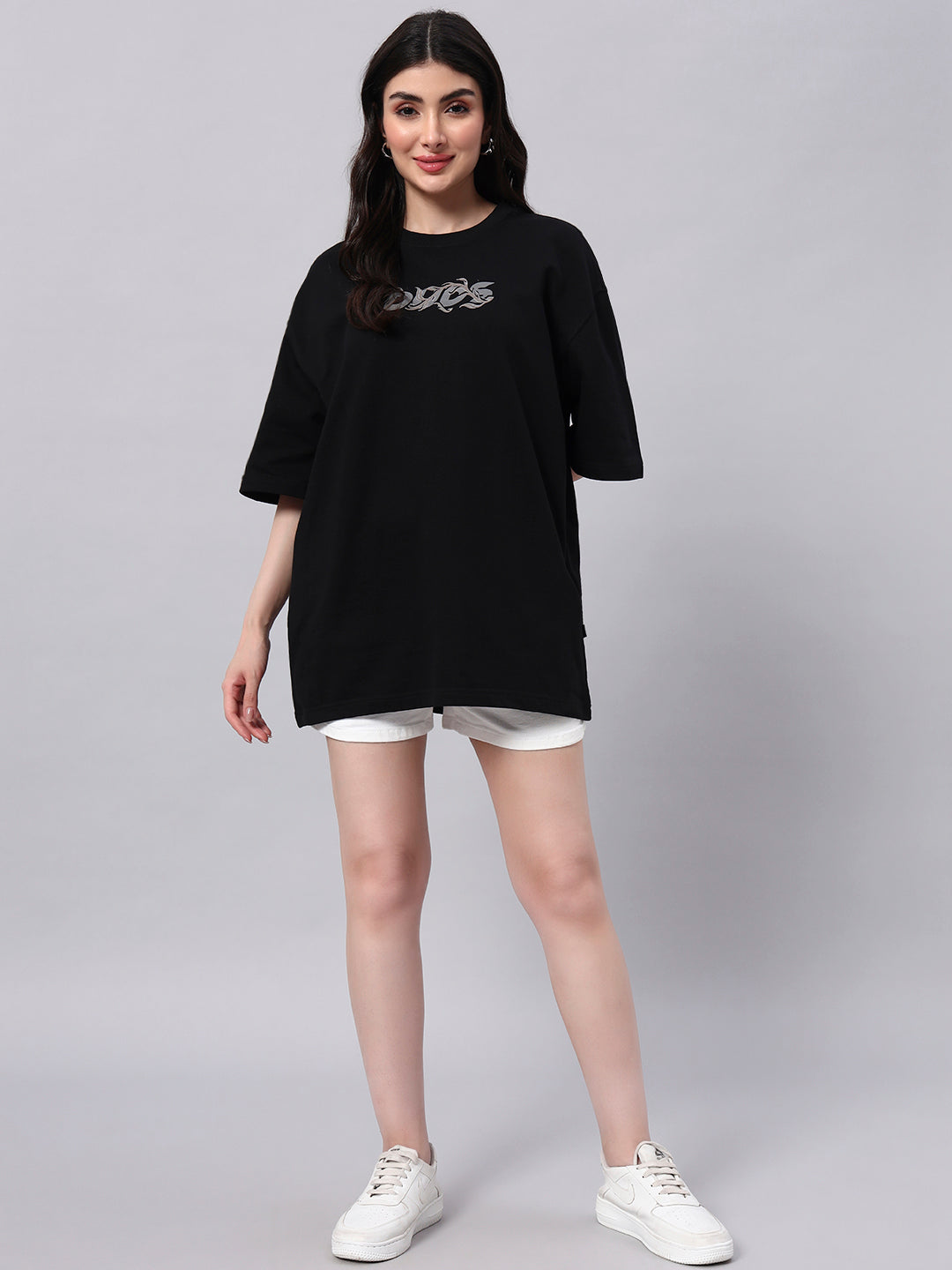WOMEN'S JELVIN OVER-SIZED T-SHIRT (BLACK)