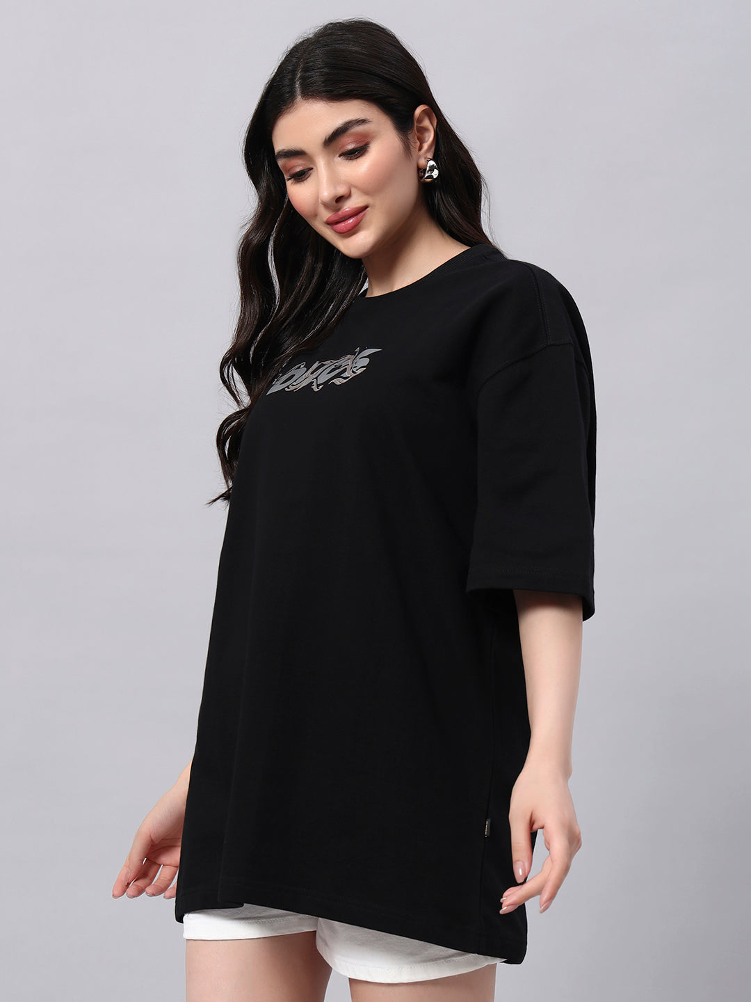 WOMEN'S JELVIN OVER-SIZED T-SHIRT (BLACK)