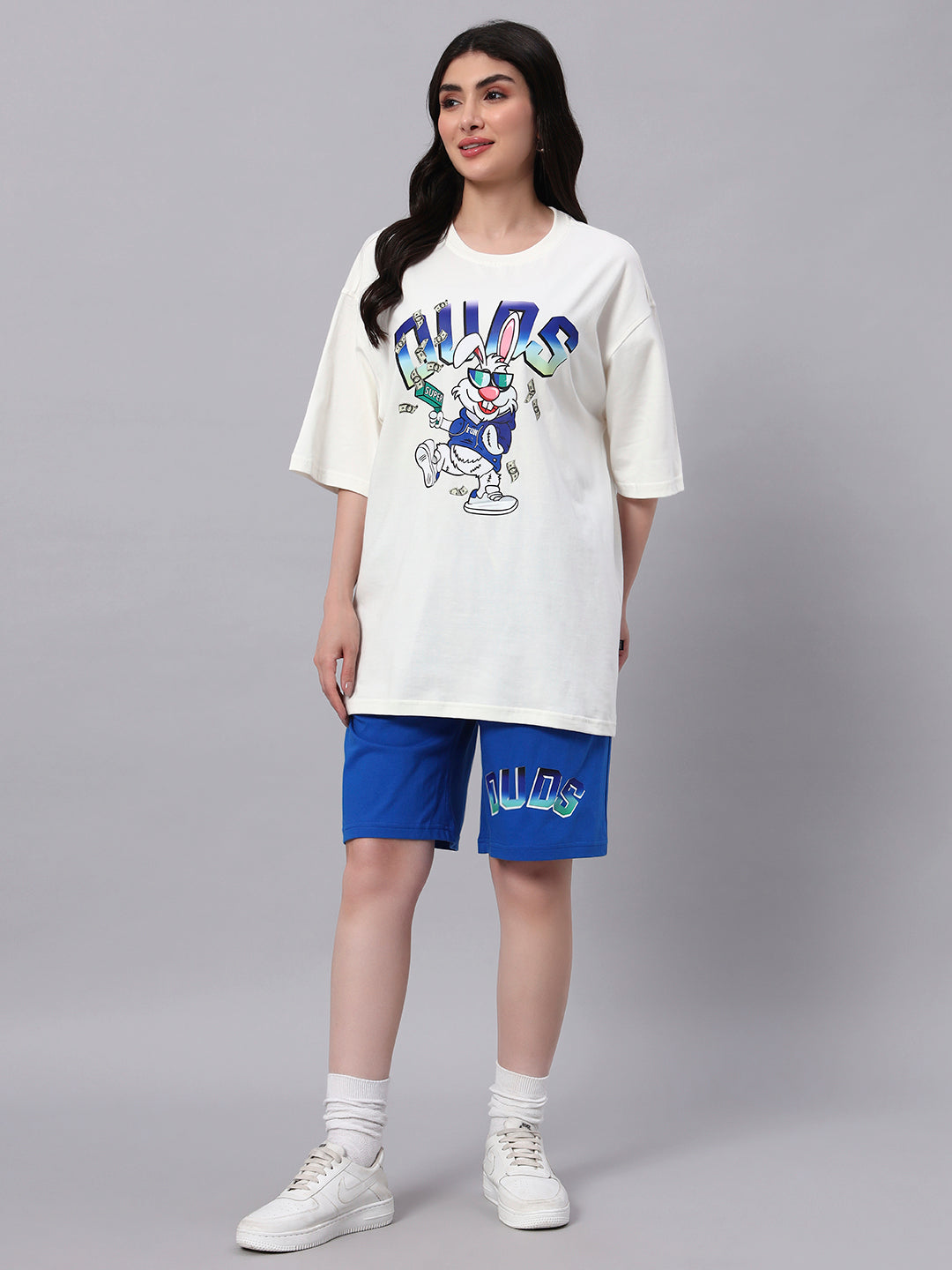 WOMEN'S BUNNY BUGS CO-ORD SET (OFF-WHITE BLUE)