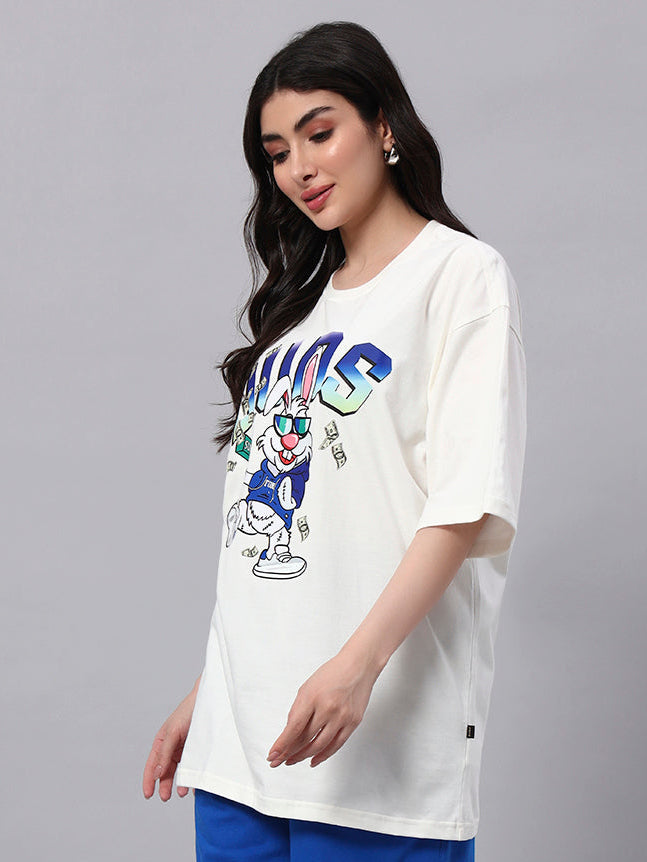 WOMEN'S BUNNY BUGS OVERSIZED T-SHIRT (OFF-WHITE)