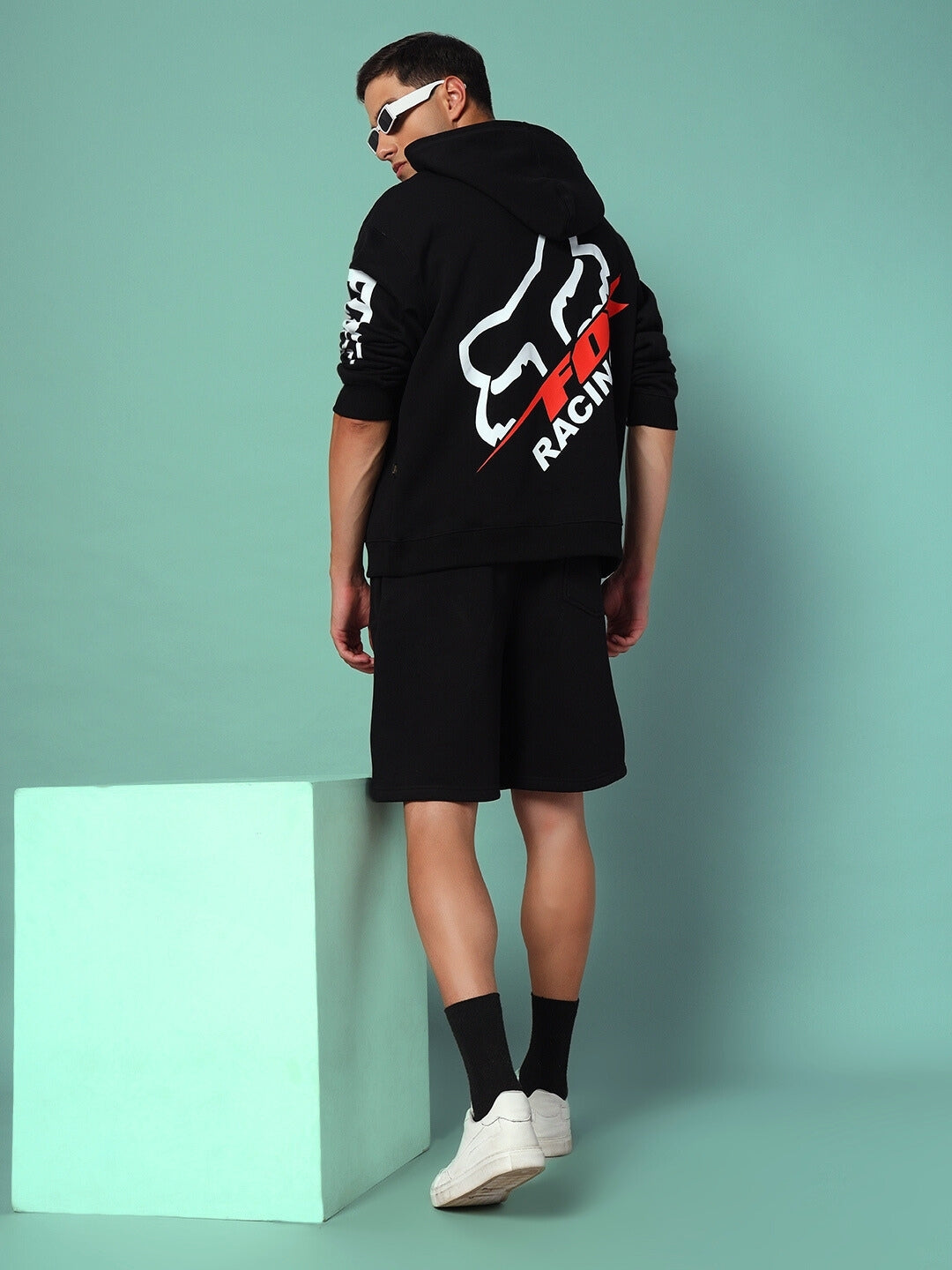 Racing Fox Fleece Shorts (Black)