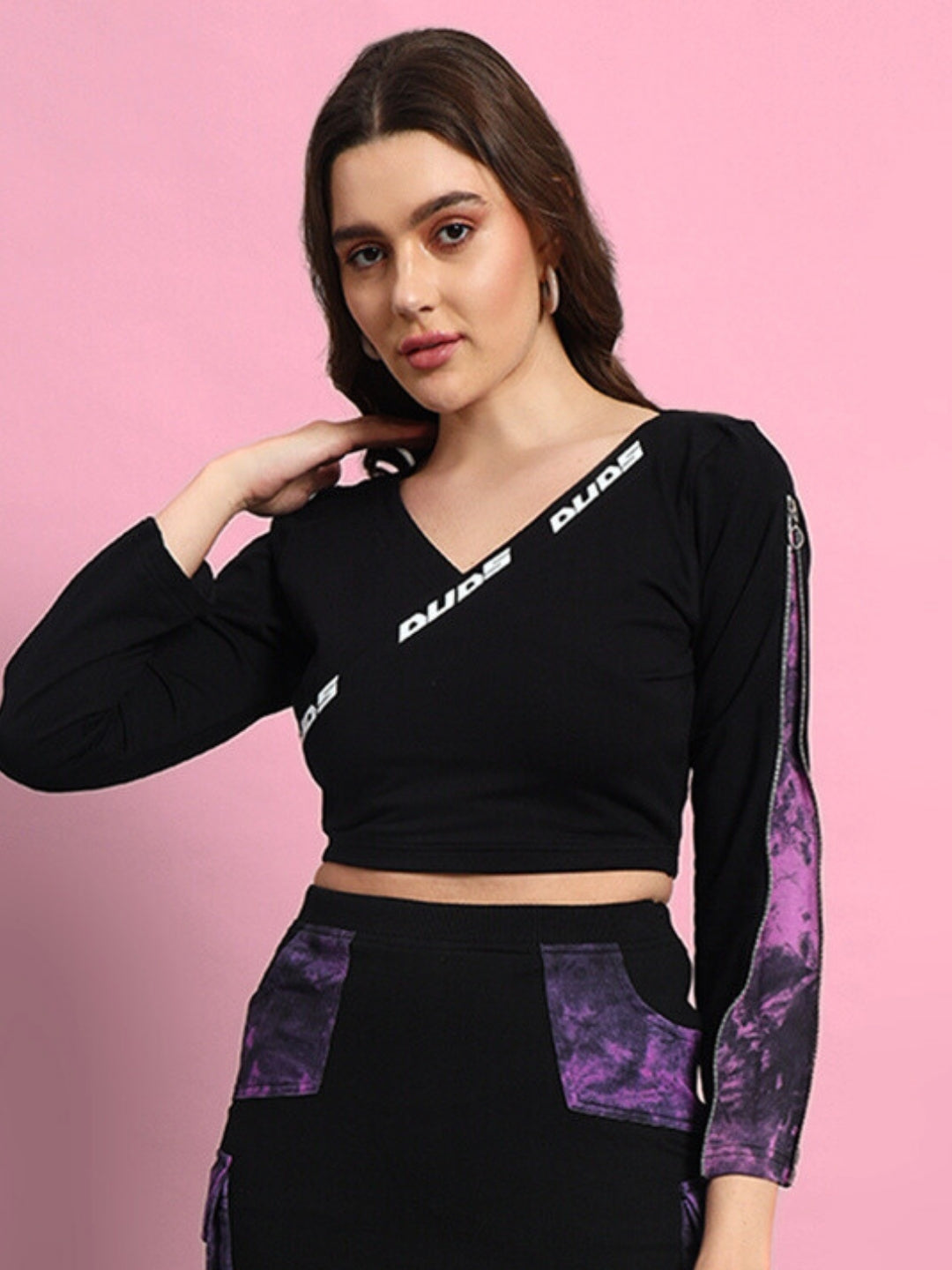 WOMEN'S DIANA CO-ORD SET (BLACK-PURPLE)