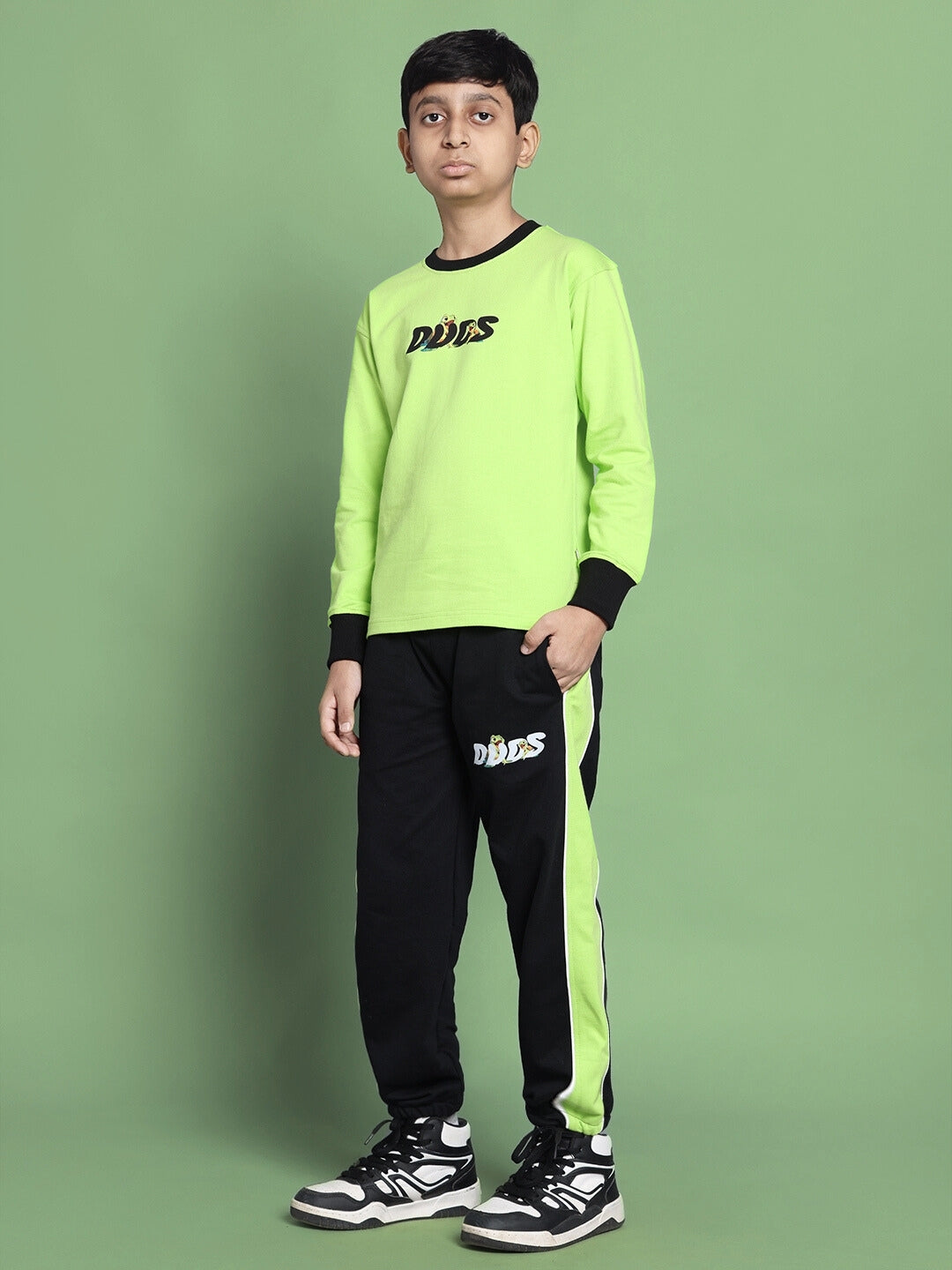 TILLY JOGGER FOR BOYS & GIRLS (BLACK-NEON GREEN)