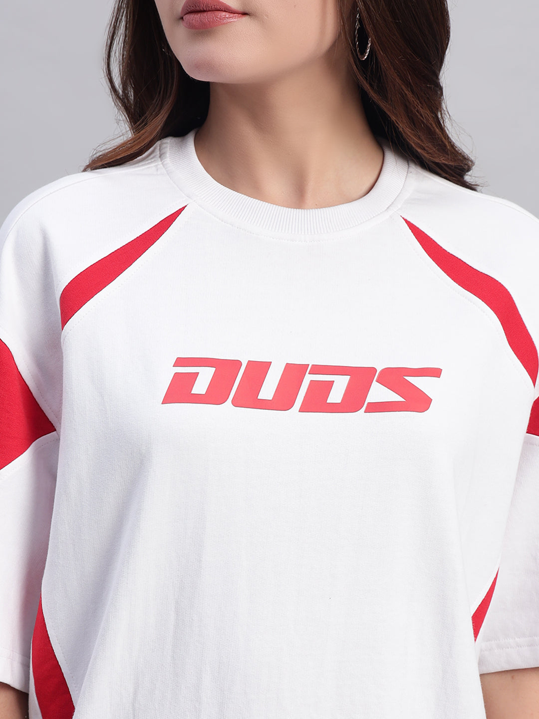 WOMEN'S CANDOR OVER-SIZED T-SHIRT (WHITE RED)
