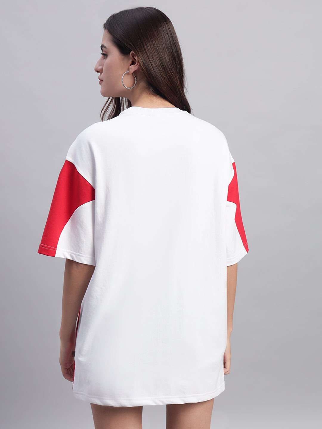 WOMEN'S CANDOR OVER-SIZED T-SHIRT (WHITE RED)