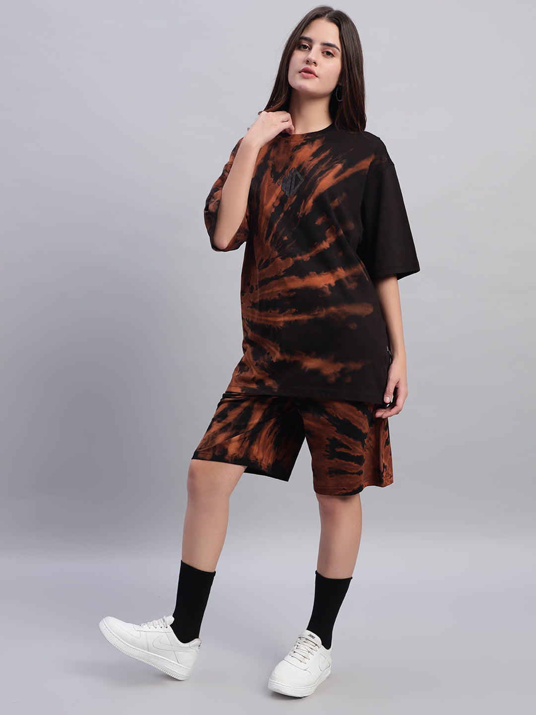 WOMEN'S HUSTLER TIE-DYE CO-ORD SET (BLACK)
